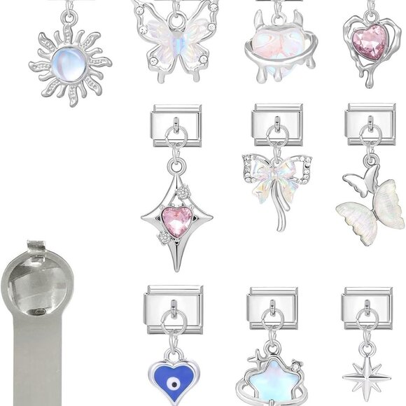 Italian Charm Bracelet Charms Pack Links Bulk with Opening Tool for DIY Jewelry - Picture 1 of 6